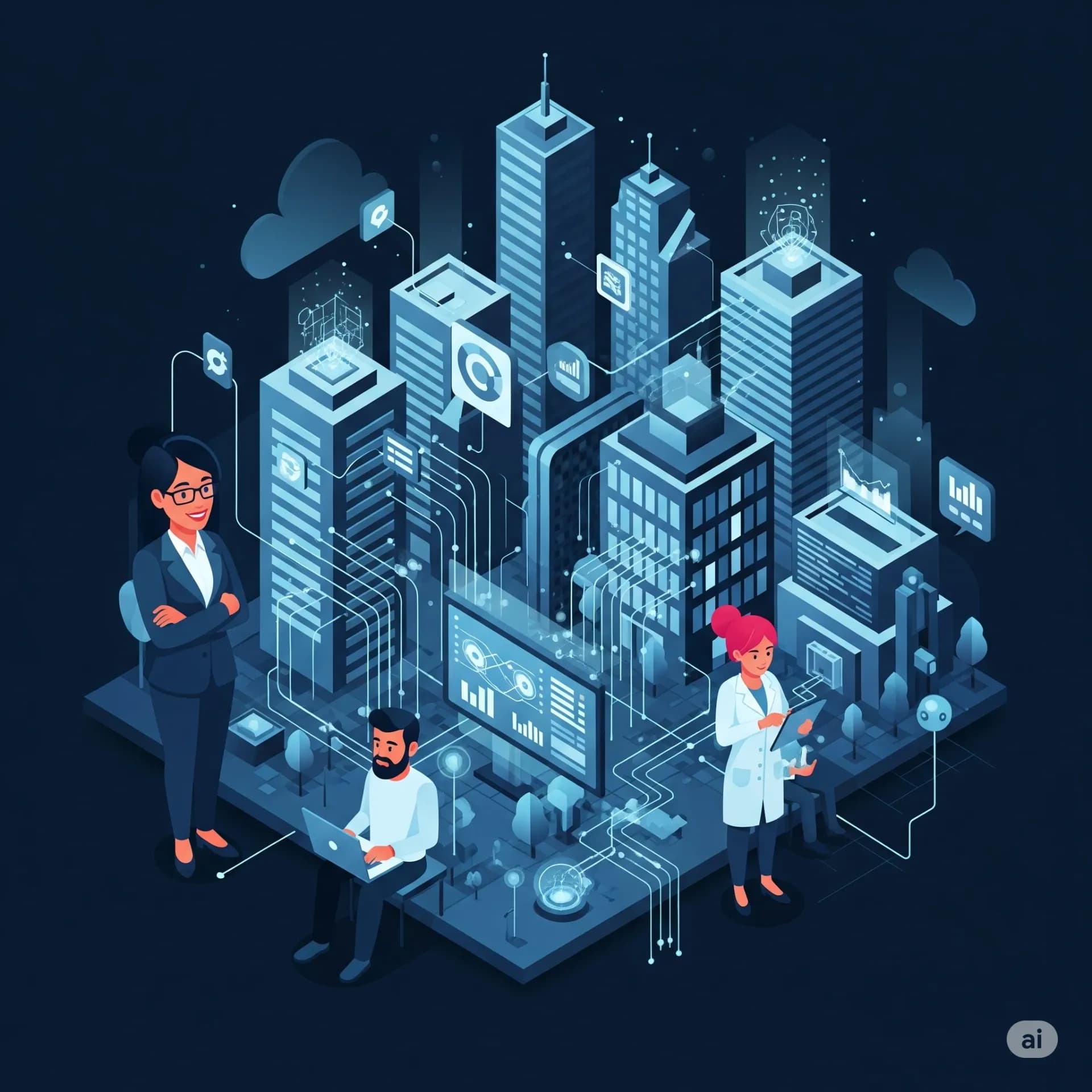 Illustration of a connected digital city, representing our purpose