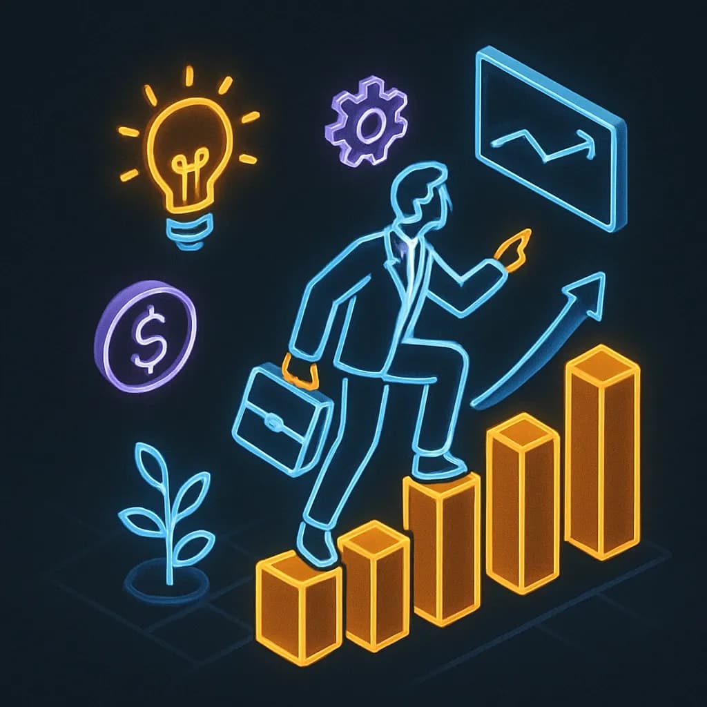 Illustration of a professional climbing a rising chart, representing our vision
